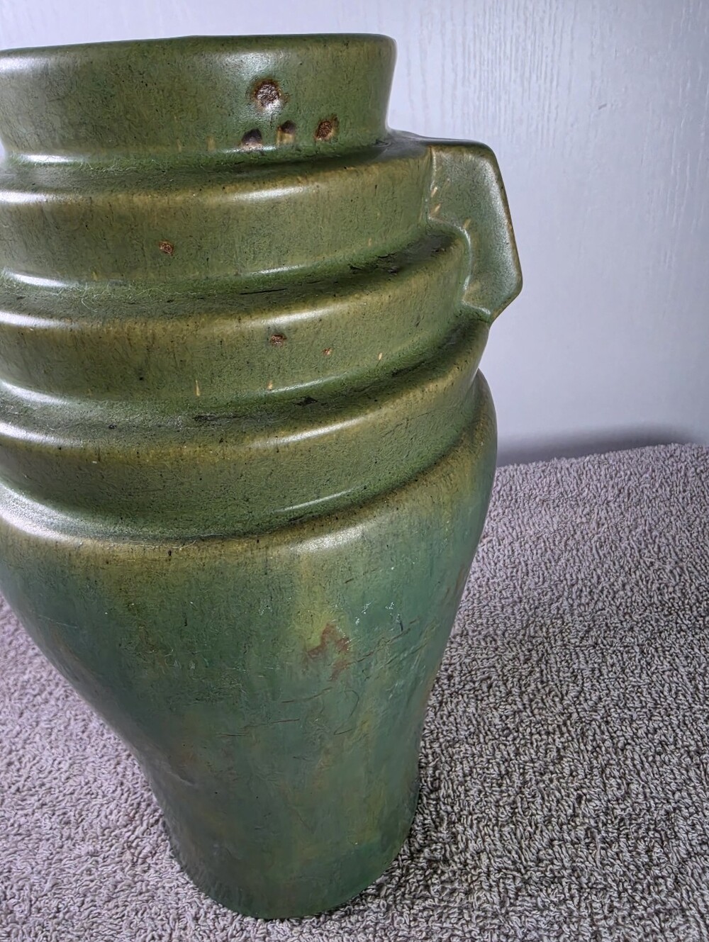 Green McCoy Art Pottery Brutalist Vase - Sculptural Ceramic Vase - Picture 5 of 14